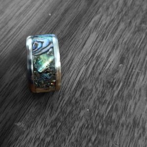 Titanium ring with Abolone shell size 9